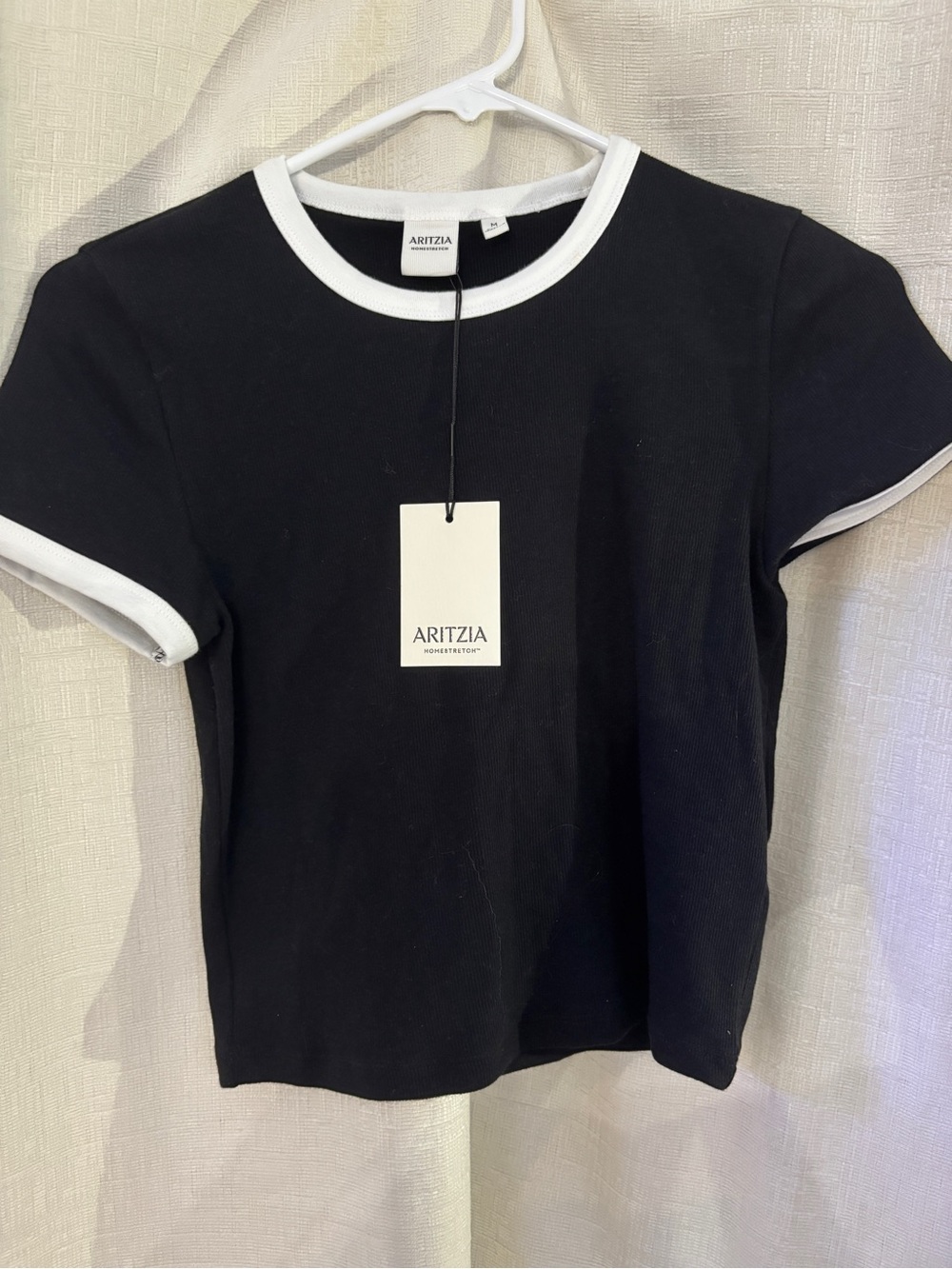 Aritzia Black Tee with White Ringer Trim - Short Sleeve